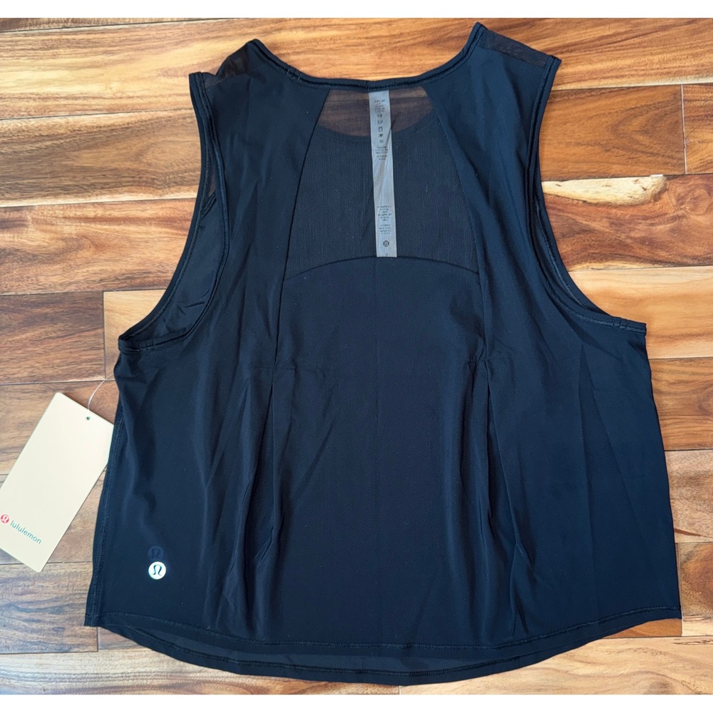 Lululemon Sculpt Cropped Tank Black Mesh Reflective Size 6 NWT - Picture 2 of 5